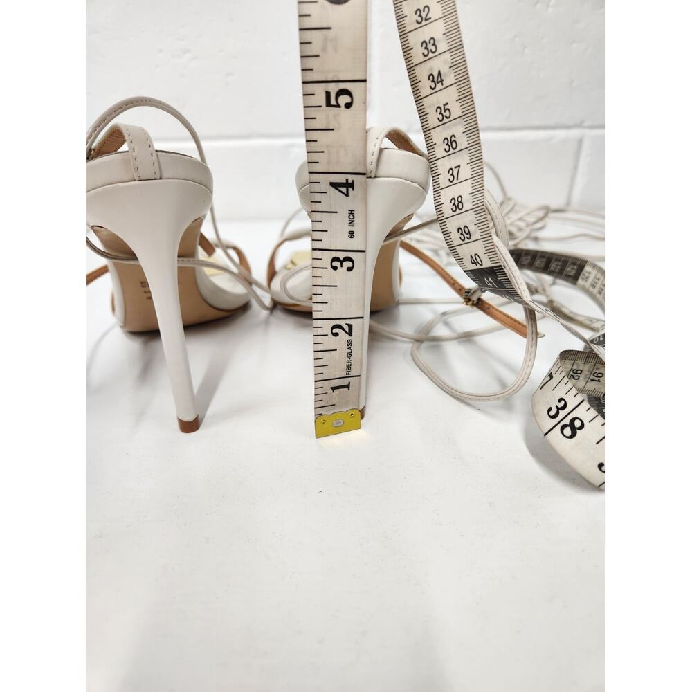 Schutz Women's Vikki Leather Ankle Tie Strappy High Heels, Size 6B, In Off White - Picture 11 of 14